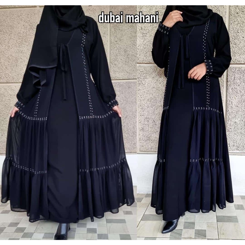 Abaya dubai mahani- busana muslim - abaya remaja terbaru-abaya arab kekinian-abaya turki terbaru-motif tangan sabyan (br 196)