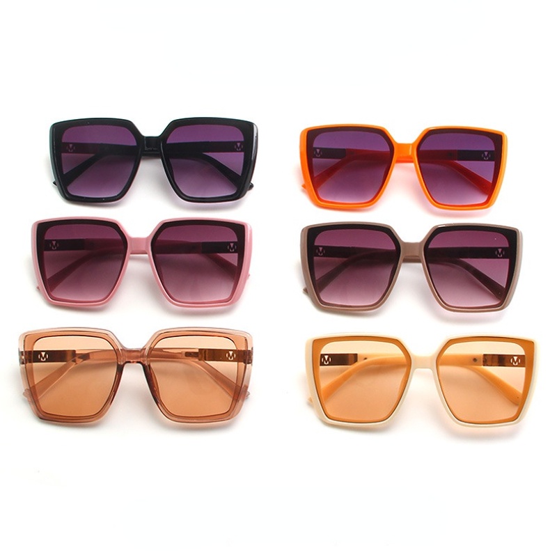 (YUZHU) Sederhana Fashion Oversized Square Frame Kacamata Hitam Wanita Vintage Fashion Colorful Kerai Sunglasses Women