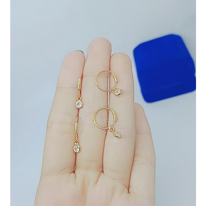 anting knip + gantungan mp / anting perak asli silver 925 lapis emas / anting fashion baby