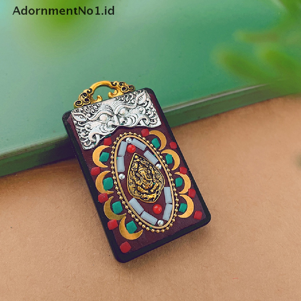 [AdornmentNo1] Patung Buddha Nepal Thangka Vintage God Ebony Elephant Pendant Necklace Eksotis Untuk Rantai Liontin [ID]