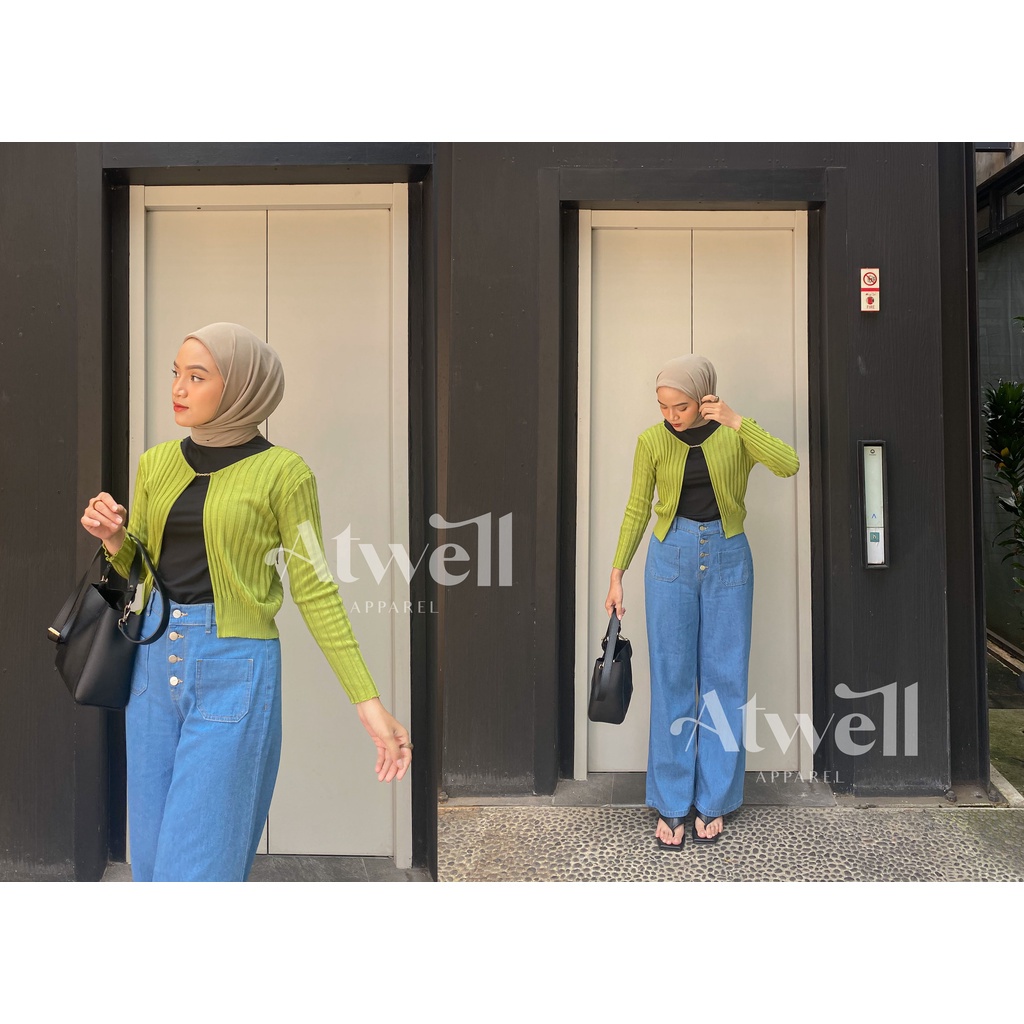 cardigan ribbed chain/atasan rajut wanita lengan panjang