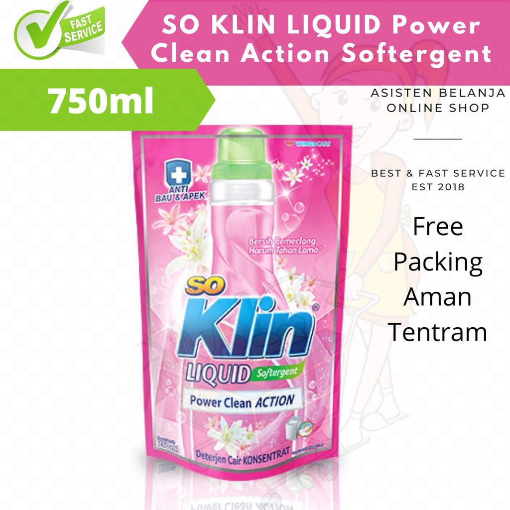 So Klin Soklin Liquid Power Clean Action Softergent Pink Violet Blossom Scarlet Red 720 ml Deterjen Cair 750ml