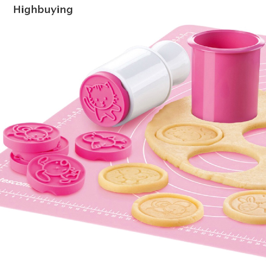 Hbid 1Set Silikon Cookie Stamp Cutter DIY Pastry Kue Cookie Self Made Embossed Seal Cookie Mold Kartun Hewan Natal Timbul Cetakan Glory