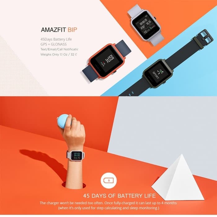 Amazfit BIP Smartwatch band GPS + GLONASS dual positioning