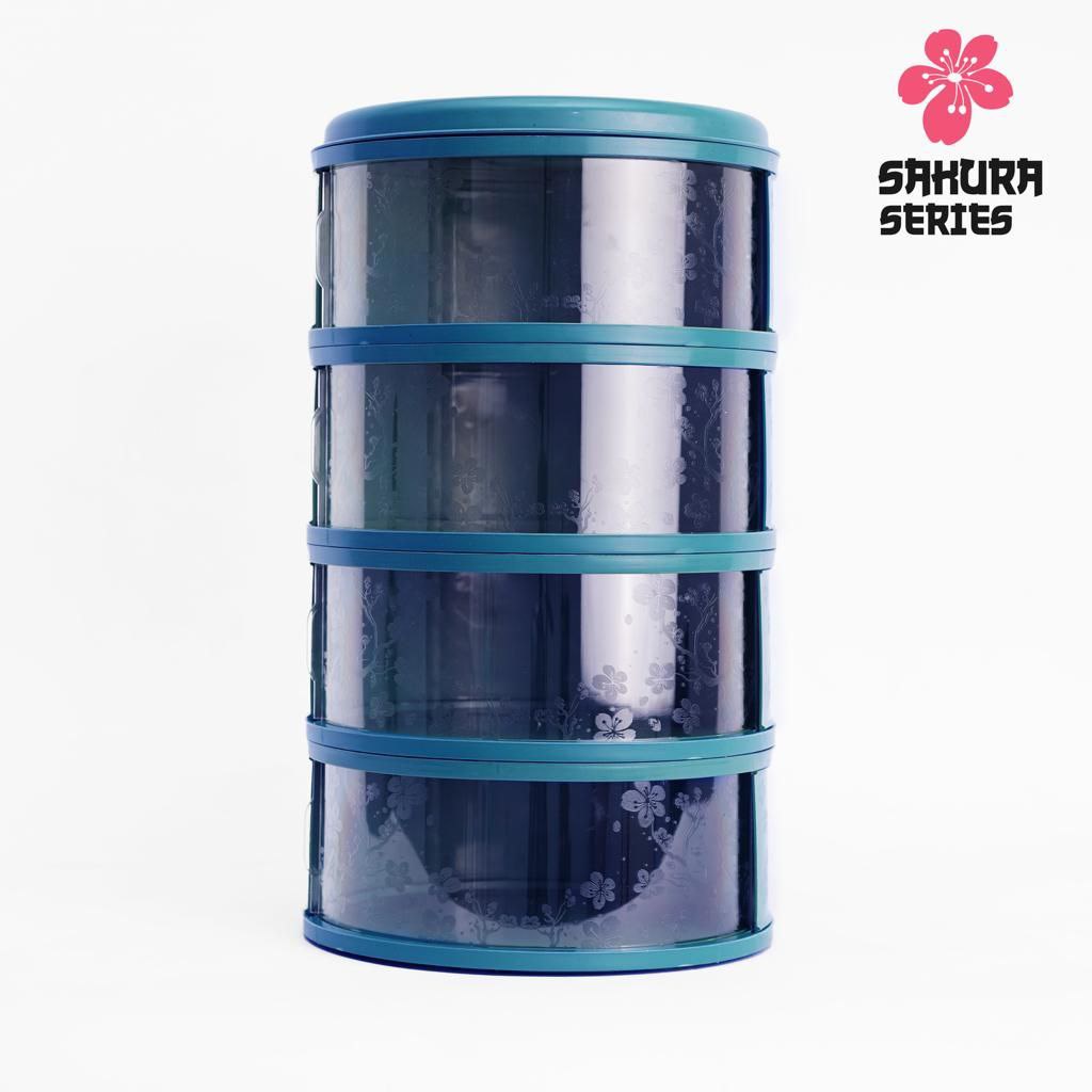 Food Storage 4 Susun Food Cover Layer Penutup Makanan Tudung Saji Susun 4 Tingkat Tri J-Biru Olive S