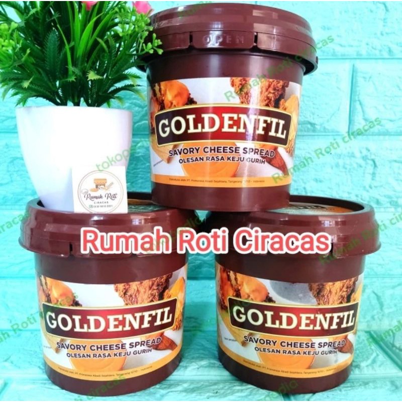 

GOLDENFIL SAVORY CHEESE SPREAD 1KG CHEESE GURIH 1KG ISIAN OLES ROTI