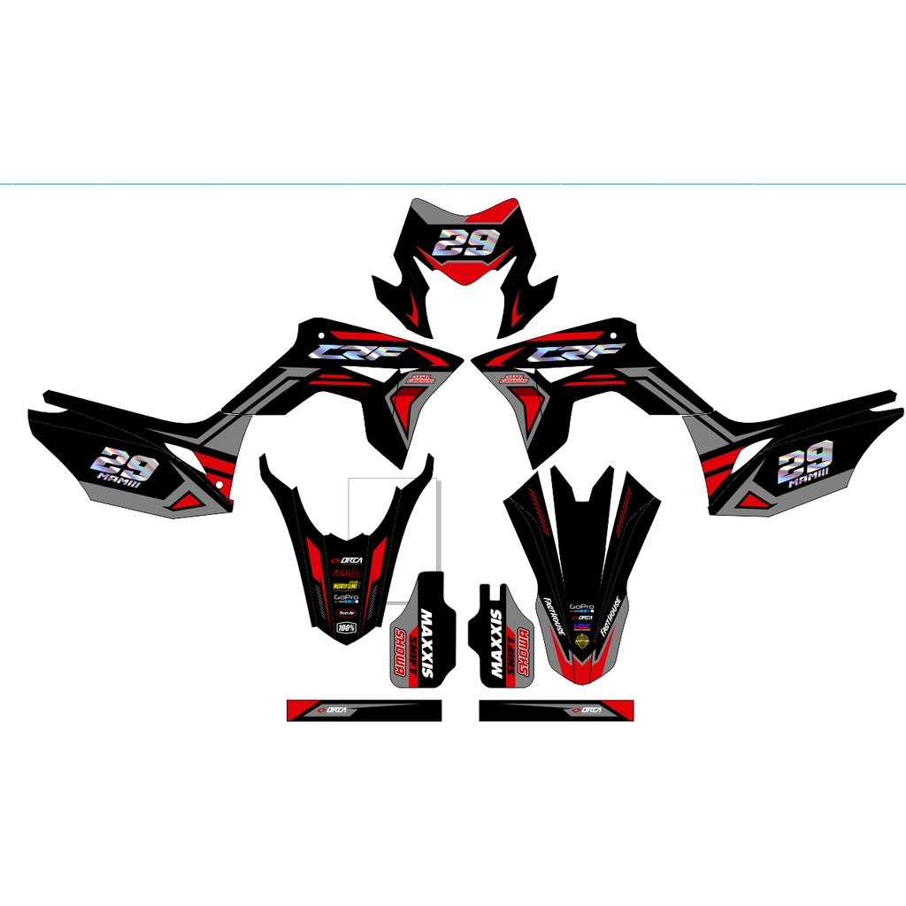 Decal Honda Crf 150L Hitam Oren Cutting Hologram