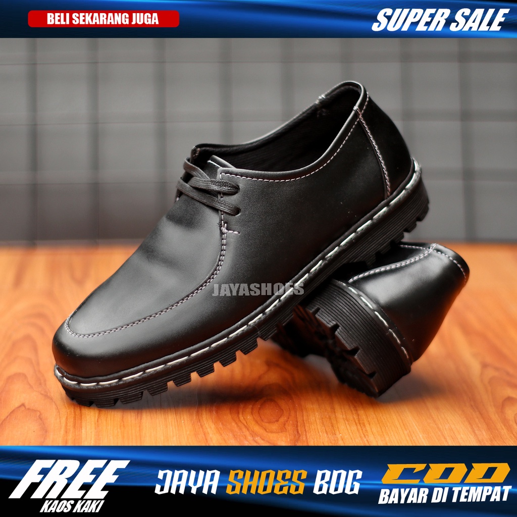 JOSKO Sepatu Formal Pria Casual Hitam Original Kulit Sintetis Pantofel Kerja Kantor Kuliah