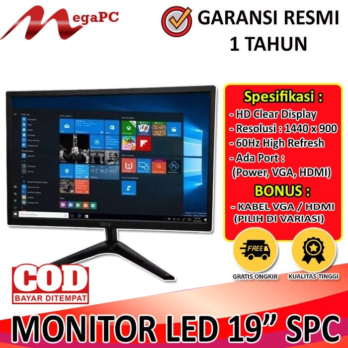 Monitor Layar LED 19 Inch WideScreen SPC Baru