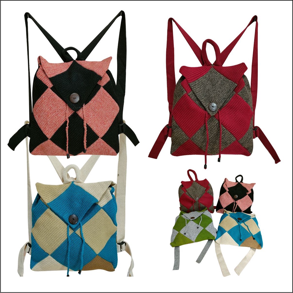 Tas Ransel Rajut PEGE Dortia Untuk Wanita Model kasual - PG 8954