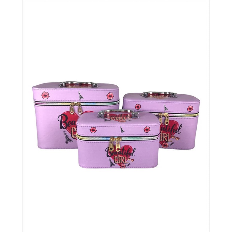 TERLARIS COD!!! Beauty Cosmetic Case / Box Kosmetik Kosmetic Make Up Import Motif Love Girls 91057 IMPORT