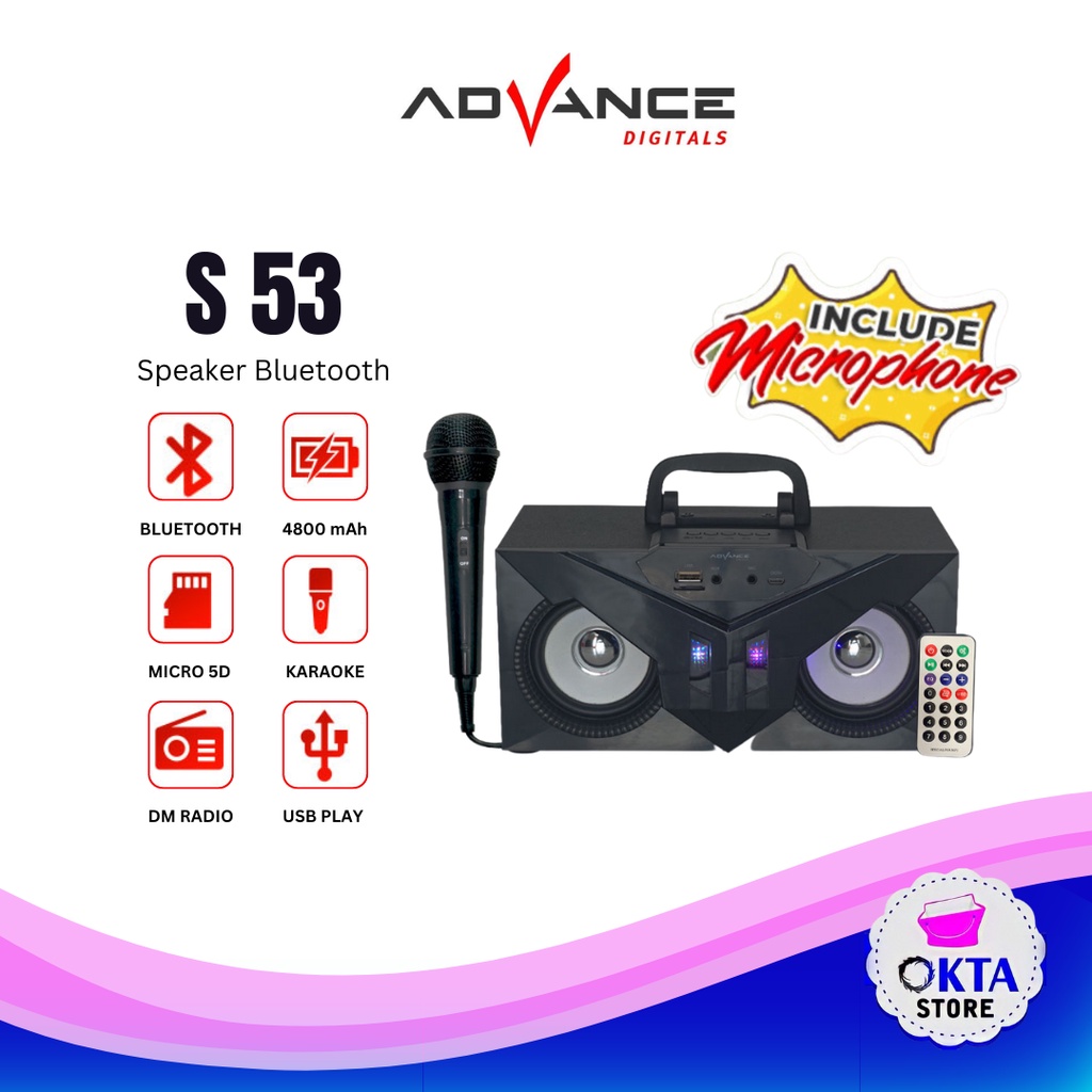 Advance Speaker Bluetooth Portable + Mic S53