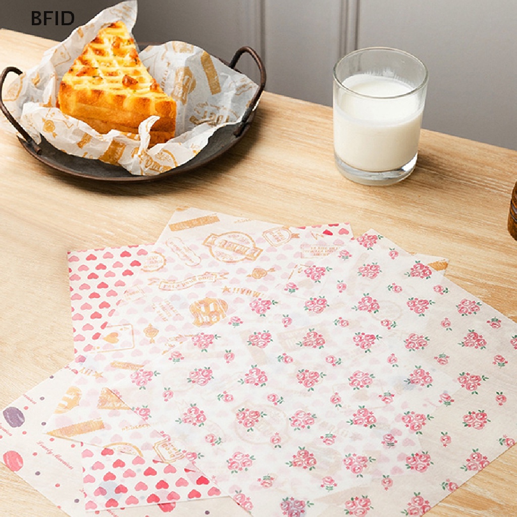 [BFID] 50pcs/lot Kertas Lilin Pembungkus Makanan Wrapping Paper Food Grade Grease Paper Untuk Roti Sandwich Burger Fries Oilpaper Baking Tools [ID]