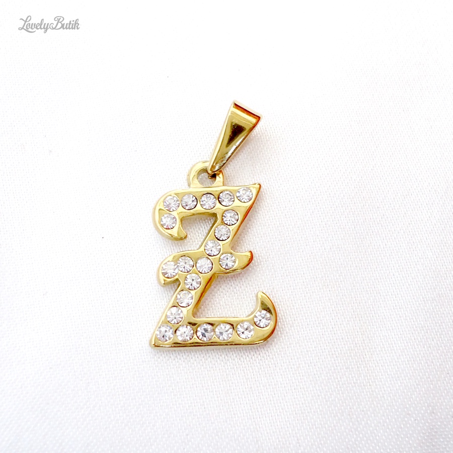 Liontin Titanium Anti Karat Tanpa Kalung Leontin Huruf Alphabet Abjad Inisial Z Klasik - Lovelybutik