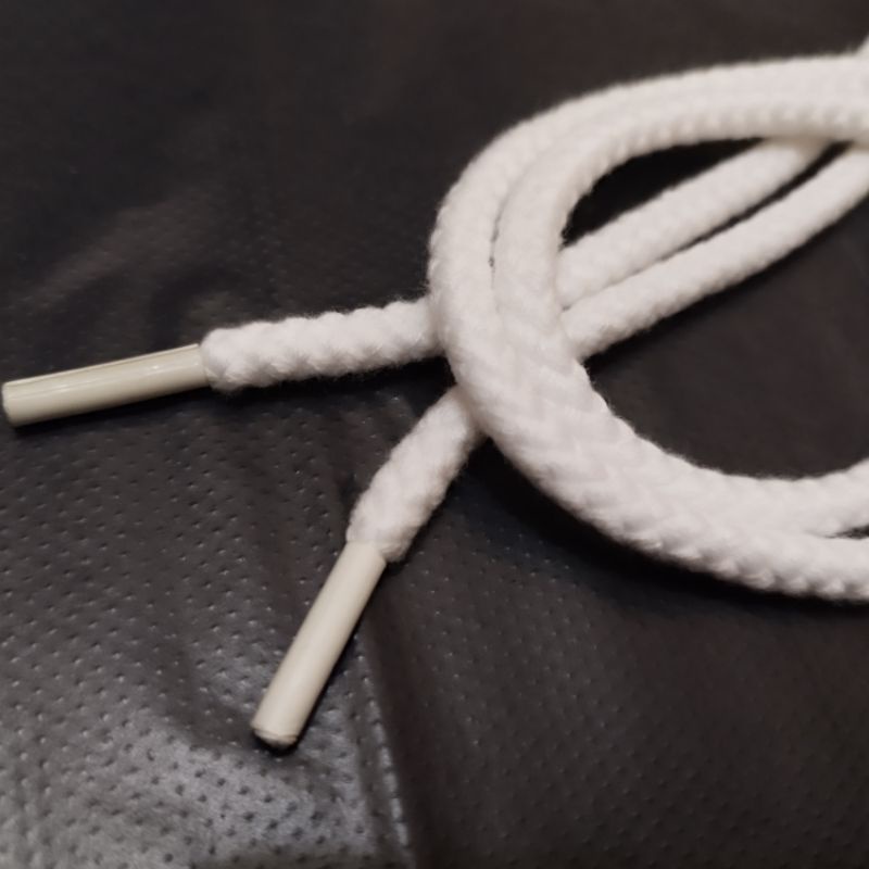 tali Hoodie original bulat kepang warna putih / tali Hoodie putih kepang 7mm