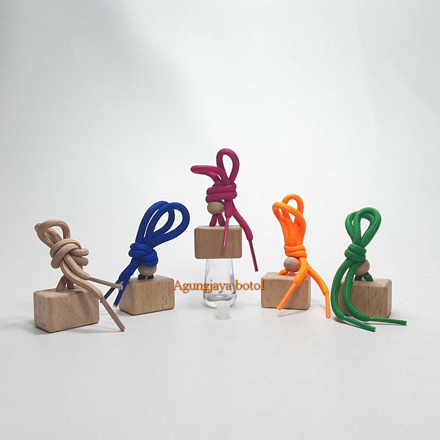 Botol Kaca Parfum Gantung 5 Ml Lonjong Tutup Kayu Kotak / Botol Kaca / Botol Kaca Parfum / Botol Par