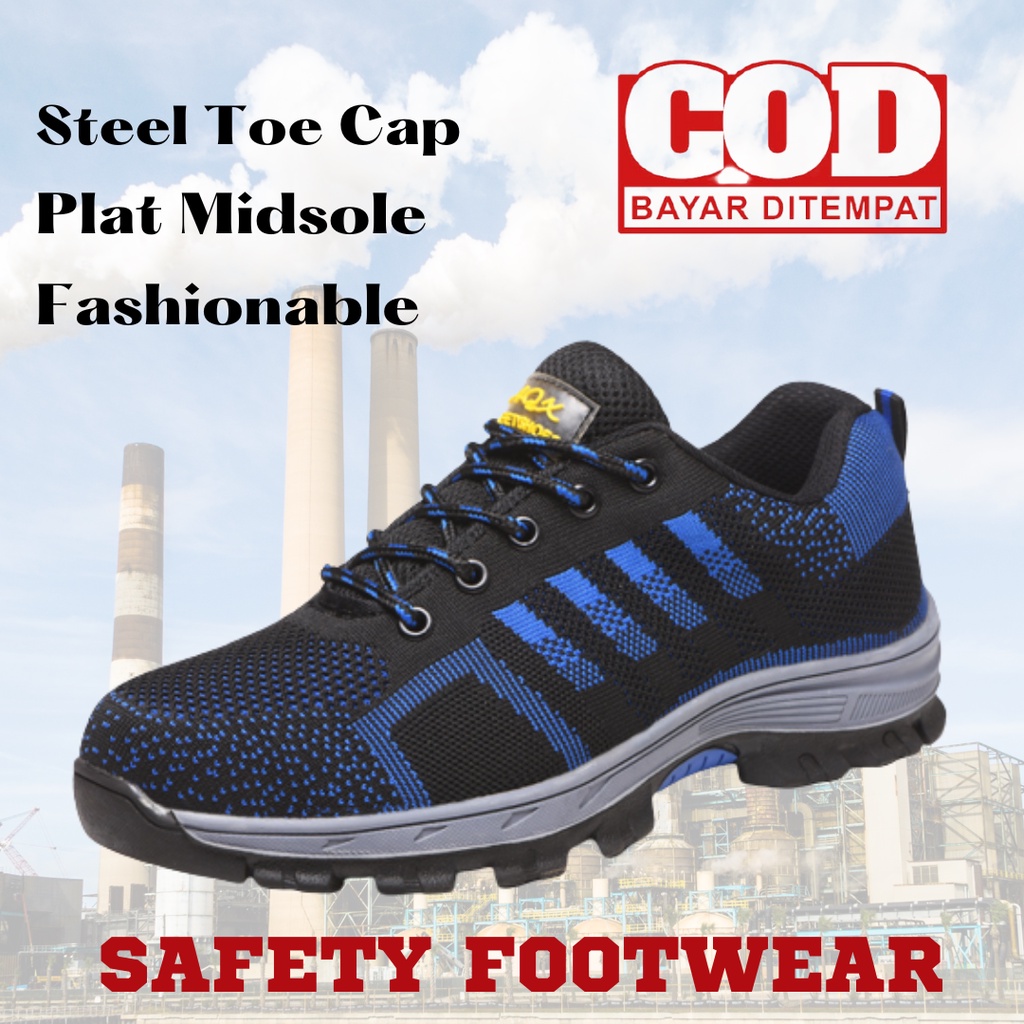 Jual SEPATU SAFETY PRIA ujung besi ANTI PAKU SAFETY SHOES ringan murah