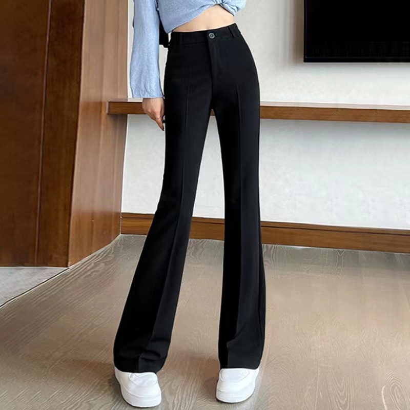 2023 New Highwaist Kasual Celana Setelan Wanita / Hitam Celana Cutbray Wanita Korean