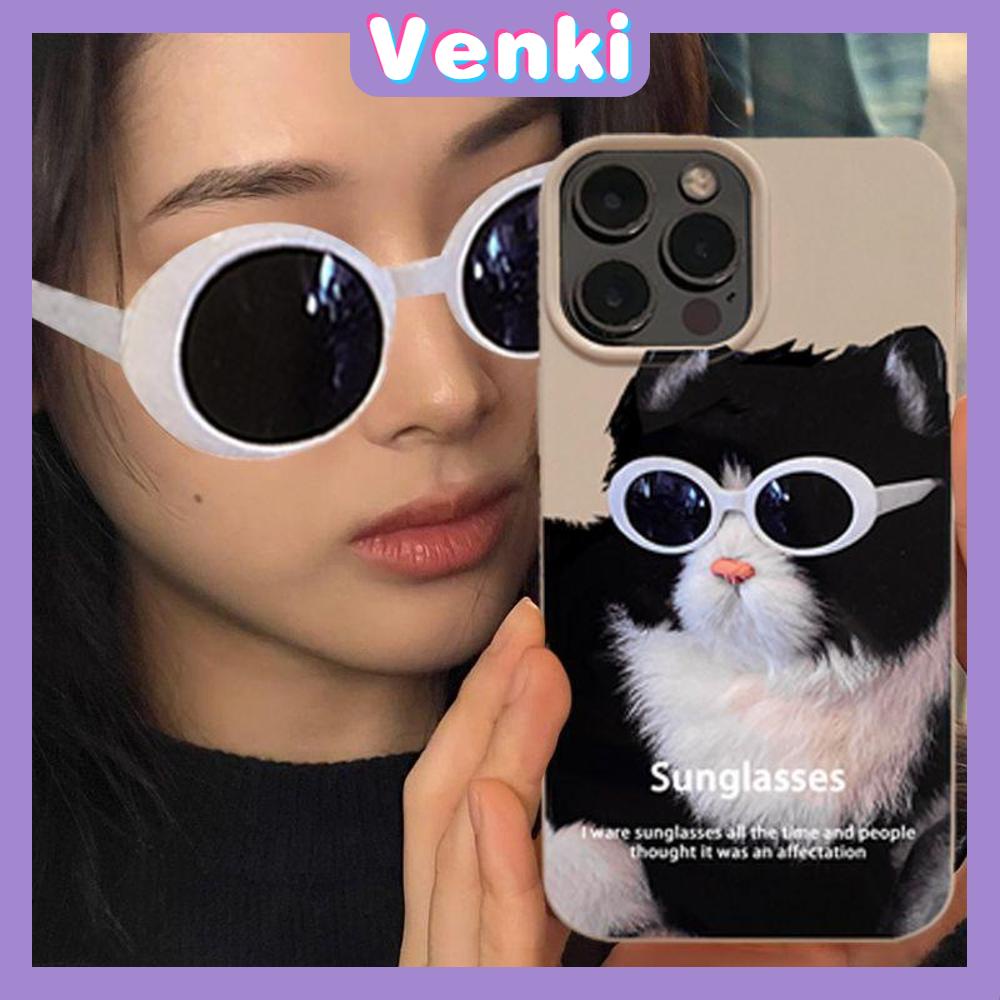 Case For iPhone 14 Pro Max Soft TPU Candy Case Cute Sunglasses Cat Glossy Khaki Back Cover Camera Protection Shockproof For iPhone 13 12 11 Pro Max 7 8 Plus X XR