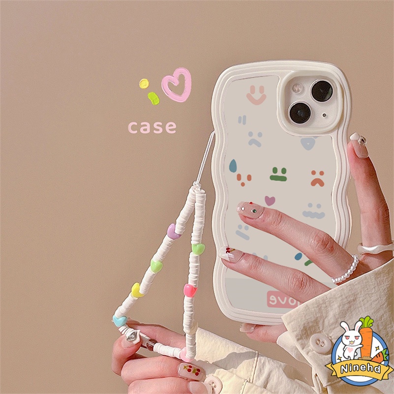 IPHONE Casing Kompatibel Untuk Iphone14 13 12 11 Pro Max X Xr Xs Max Iphone8 7 6 6s Plus Casing Ponsel Smiley Face Sederhana Bingkai Bergelombang Shockproof Silikon Anti-Drop Soft Case Cover Pelindung