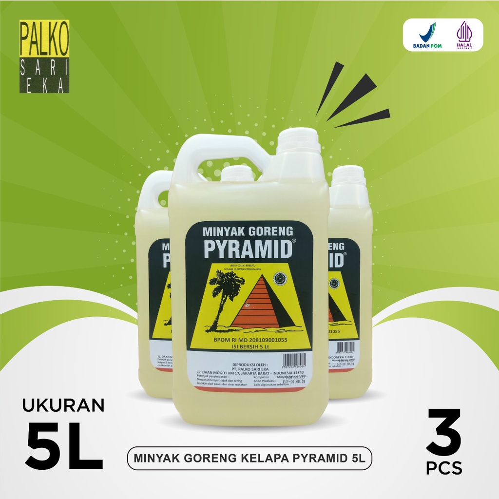 

Minyak Goreng Kelapa 5 liter Pyramid (Jerigen) - 5 liter/3 pcs