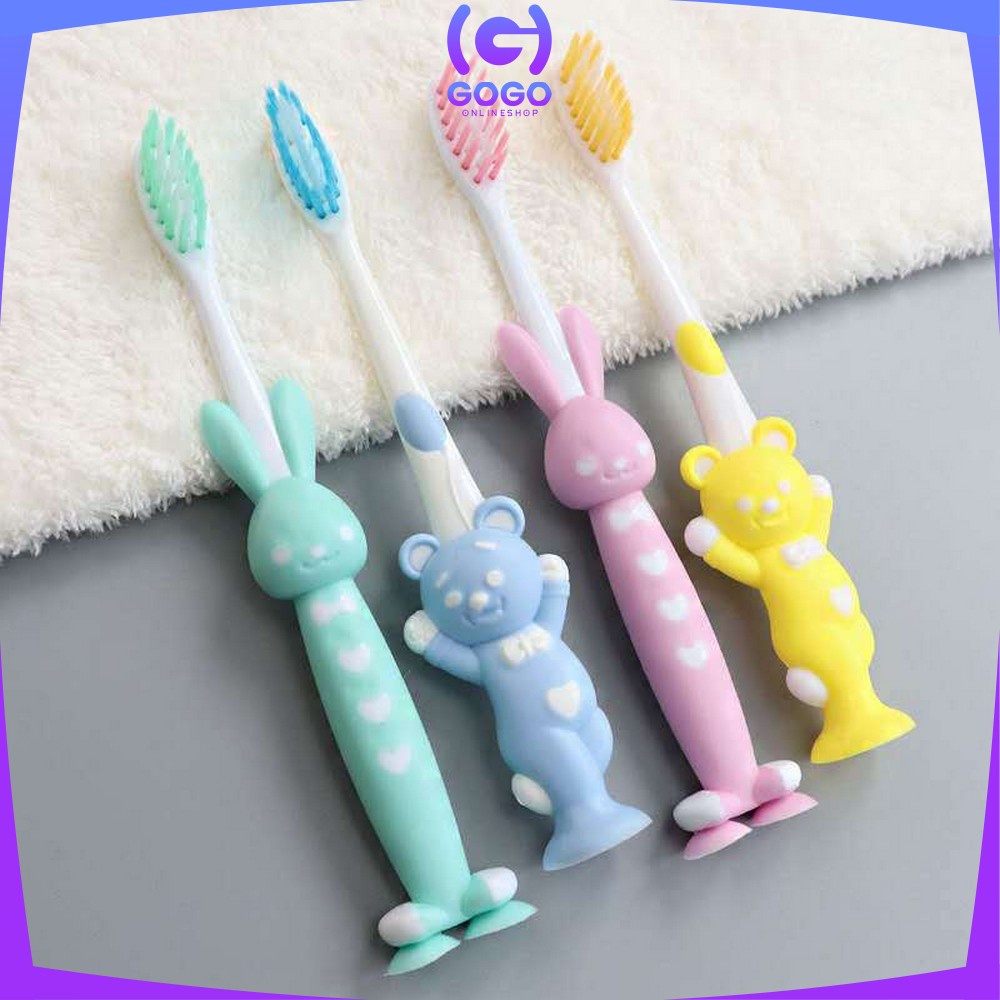 GOGO-C764 Sikat Gigi Anak 1 Set isi 4PCS Karakter Beruang Kelinci Multiwarna Unisex / Sikat Gigi Set Halus Lembut Laki-Laki Perempuan Motif Hewan