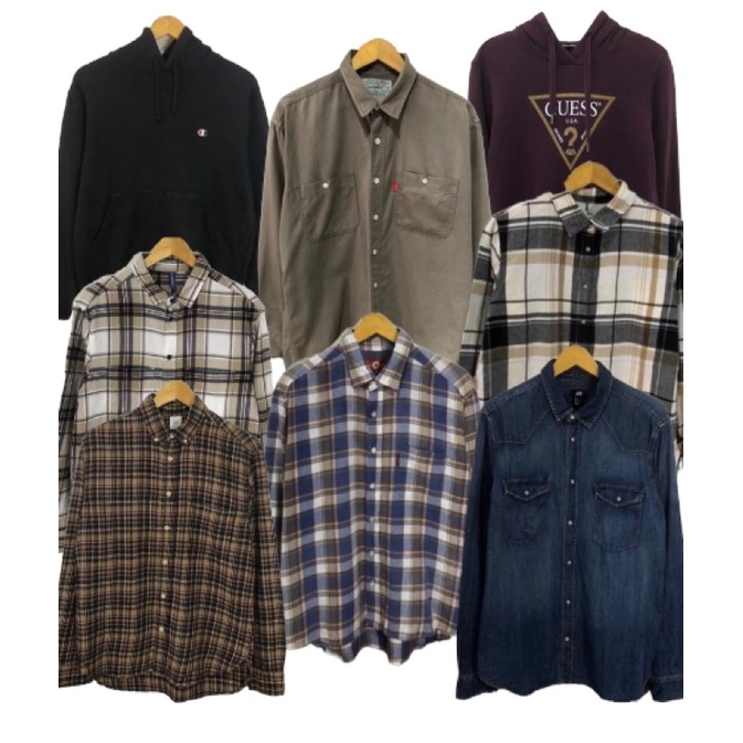 Borongan Flanel dan Hoodie Second