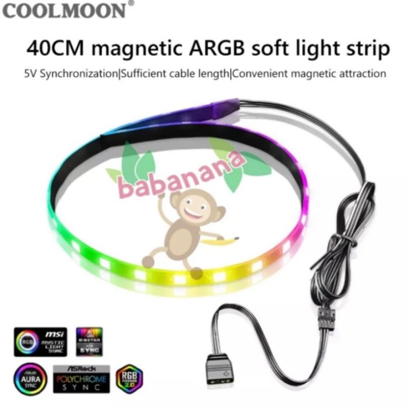 Coolmoon argb strip 3 pin 5v sync led soft light bar