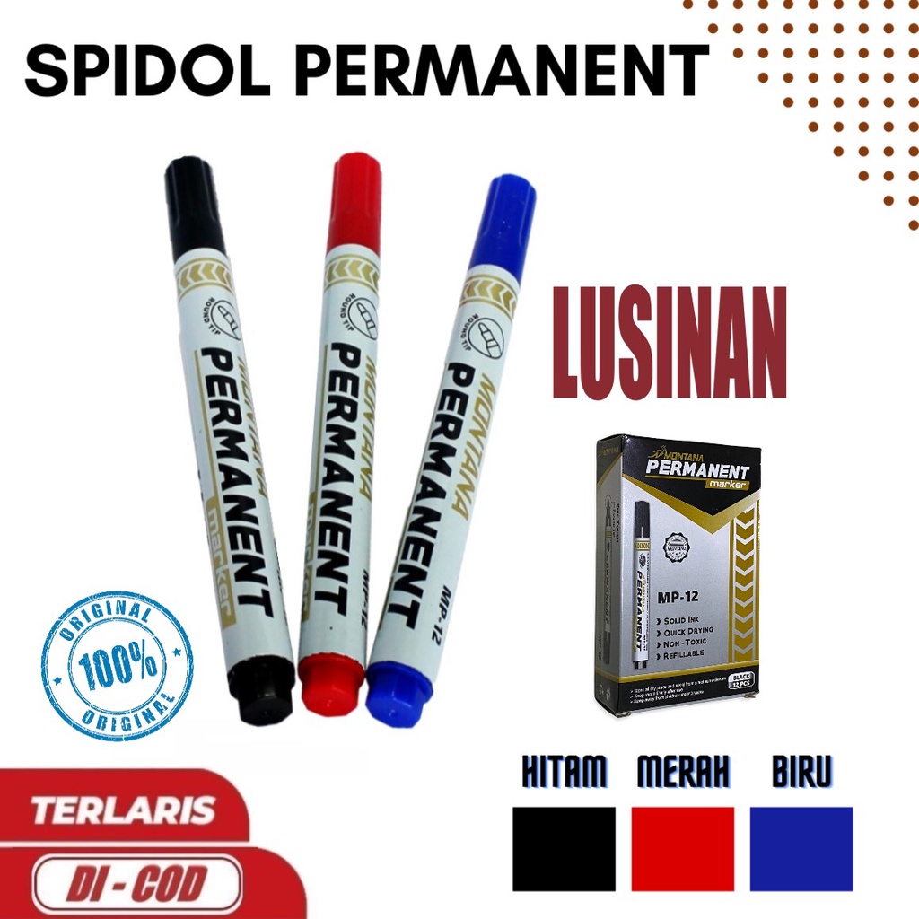

(PER LUSIN) Spidol Permanent Montana / Spidol Alat Tulis Mewarnai dan Melukis / Montana MP-12 / Cocok Untuk Pelajar Kantoran dan Umum / Bisa Bayar di Tempat / Angel Atk