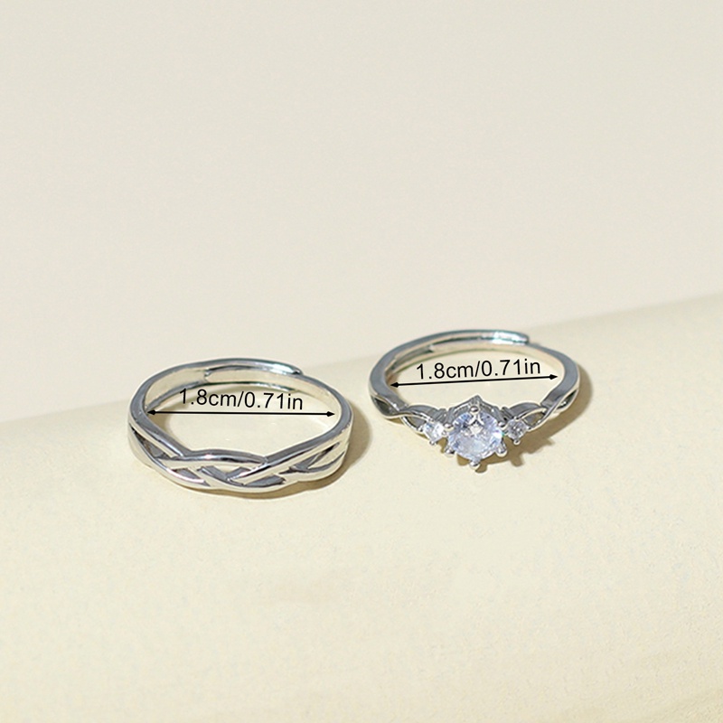 2 Pcs/Set Cinta Hati Zirkon Pasangan Cincin Fashion Kekasih Pengantin Pernikahan Pertunangan Hari Valentine Cincin Perhiasan Hadiah