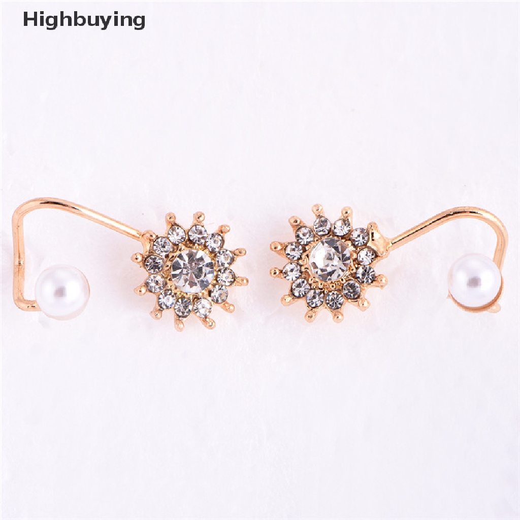 Hbid 1pasang Mutiara Berlian Imitasi Ear Stud Earrings Kristal Telinga Klip Perhiasan Lady Elegan Glory