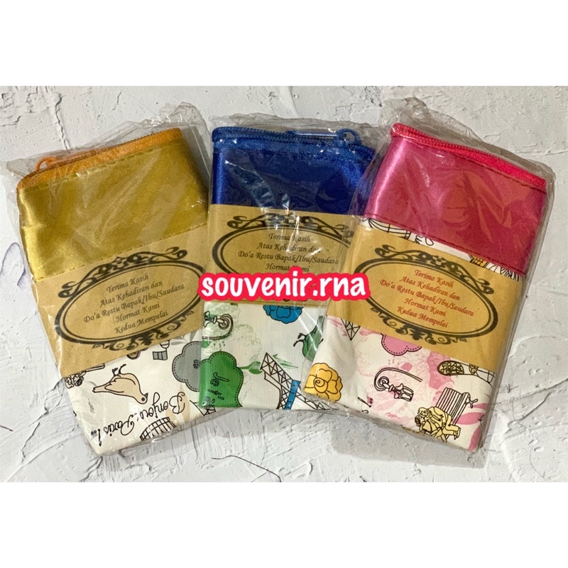 Souvenir Dompet motif Paris Besar kemasan Plastik souvenir Pernikahan murah