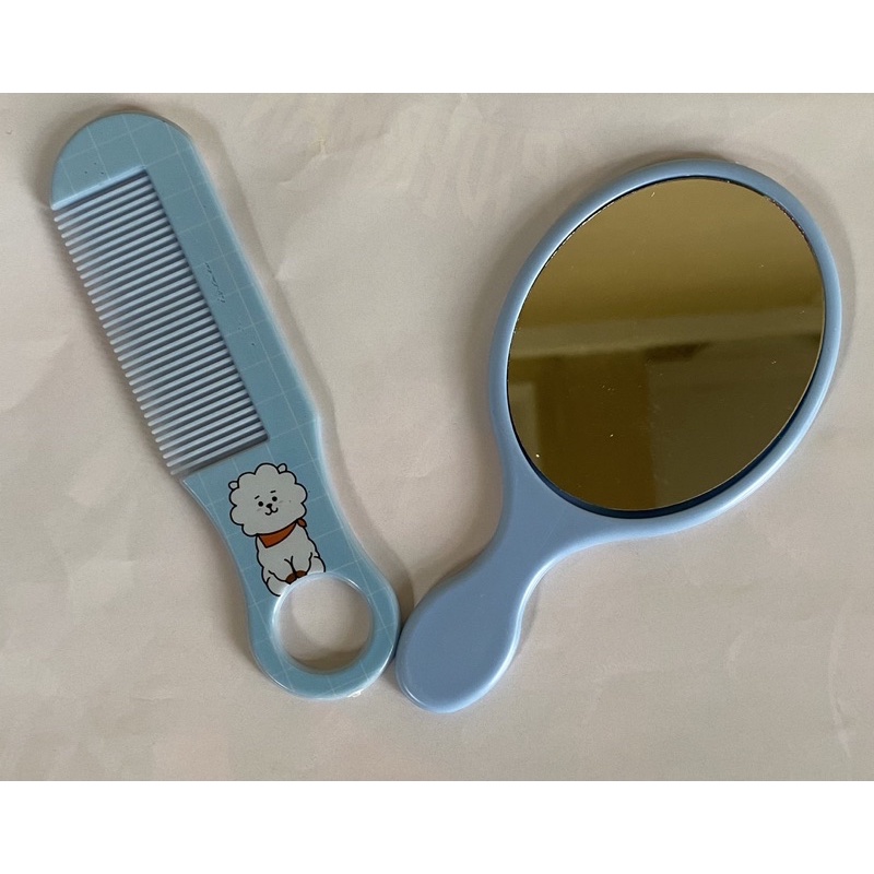 CERMIN GAGANG + SISIR MAKE UP BT21 MINI | KACA GAGANG + SISIR RIAS KARAKTER BESAR