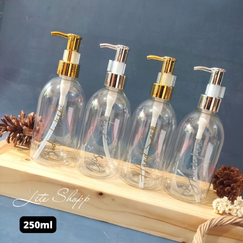 Botol Sabun Cair Aesthetic Transparan Oval 250ml Luxury