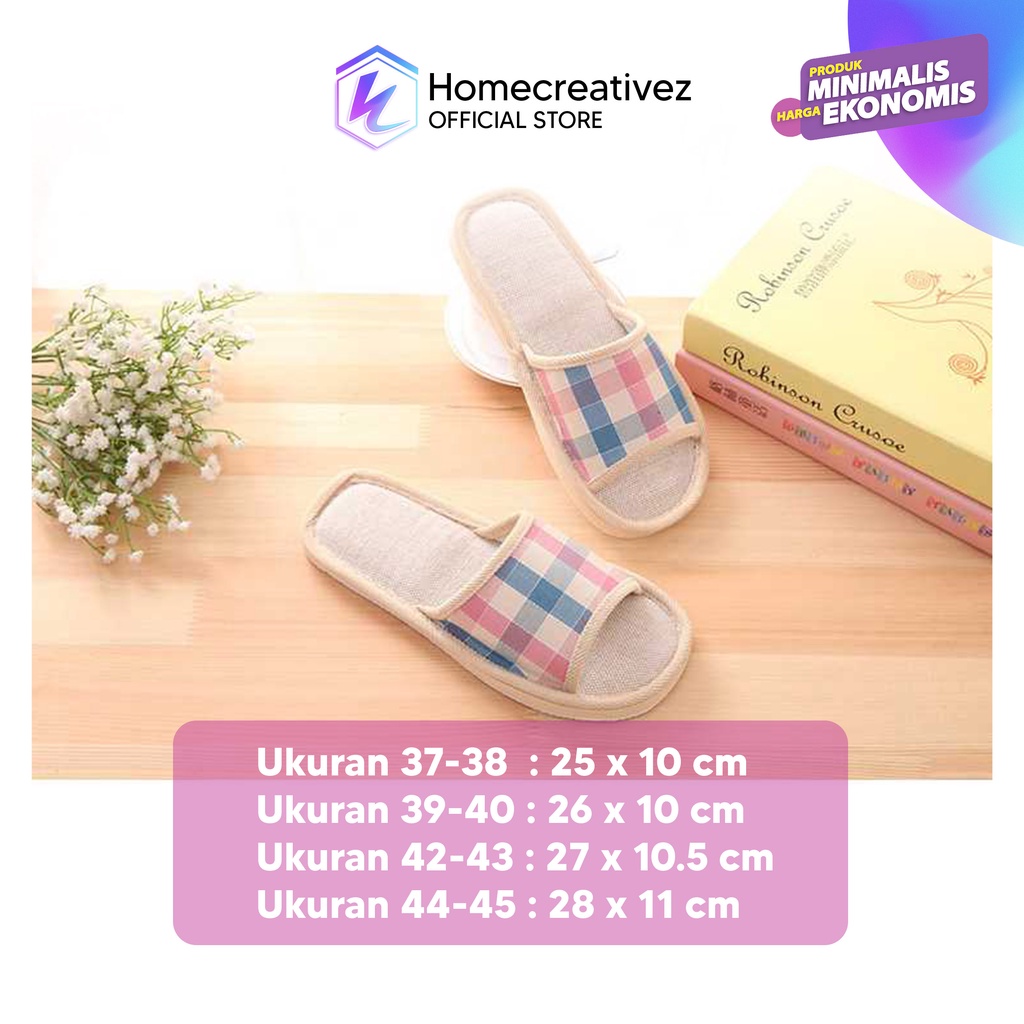 Homecreativez - Sendal Slop Rumah Nyaman Empuk - Sandal Selop Linen Indoor