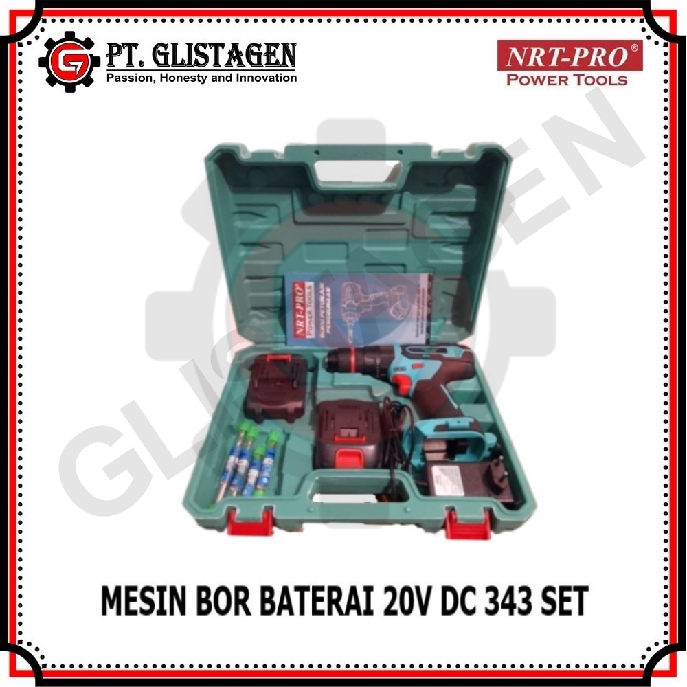 NRT-PRO 343DC Mesin Bor Tangan Baterai Cordless Impact Drill 20 Volt