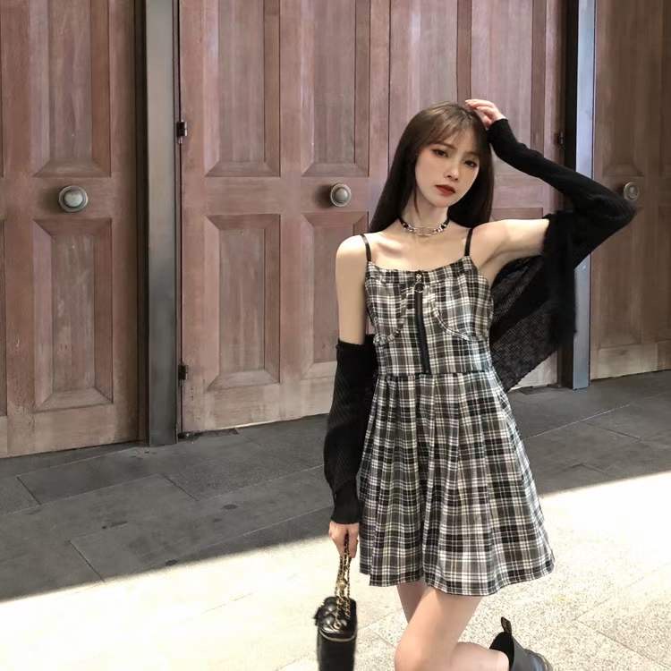 FIONA MINI DRESS KOTAK GOULEN COKLAT CASUAL WANITA JK