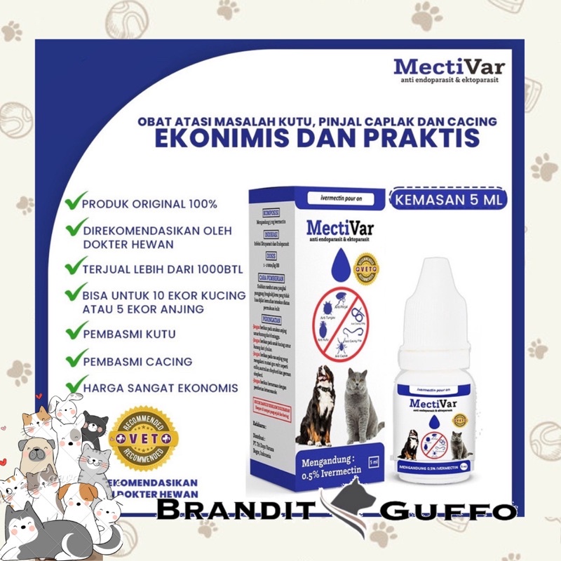 Mectivar obat anti parasit anti kutu caplak anjing kucing dog cat hewan