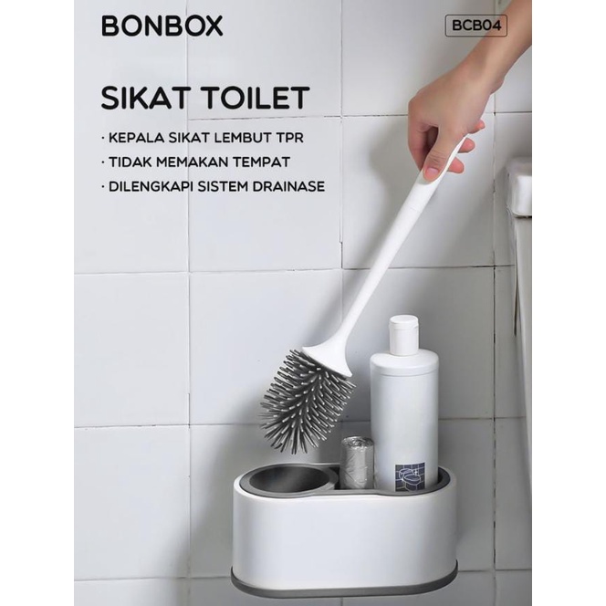 SIKAT WC BONBOX BCB04 Sikat Tongkat Pembersih Lantai WC Gagang Panjang Brush Toilet Kamar Mandi + Rak Penyimpan