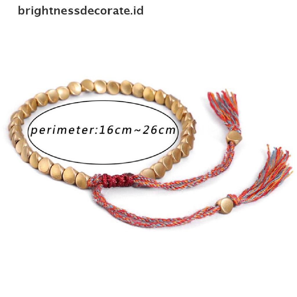 [Birth] Tibet Dikepang Knitg Tembaga Manik-Manik Tali Keberuntungan Gelang Bangle Unisex Perhiasan [ID]