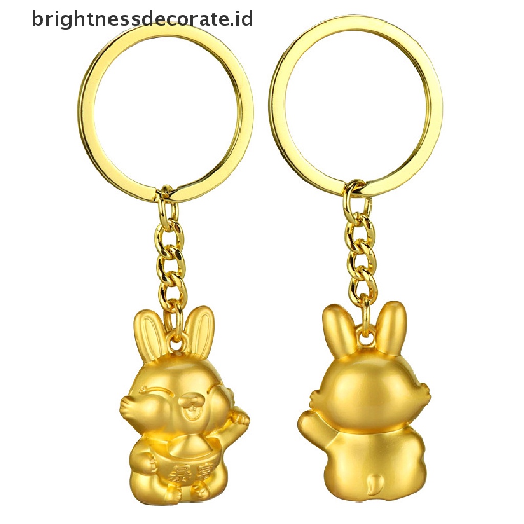 [Birth] Zodiak Cina Seng Emas Kelinci Gantungan Kunci Key Ring Ornamen Ransel Mobil Liontin Gantungan Kunci Keyring Hadiah [ID]