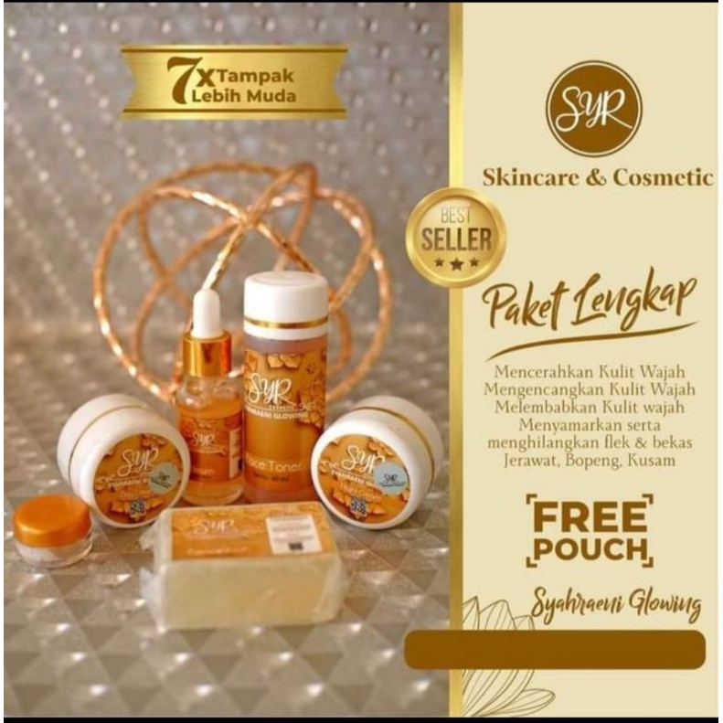 PAKET LENGKAP,SYAHRAENI, SYAHRENI GLOWING ORIGINAL/SYR/CREAM FLEK/CREAM WAJAH