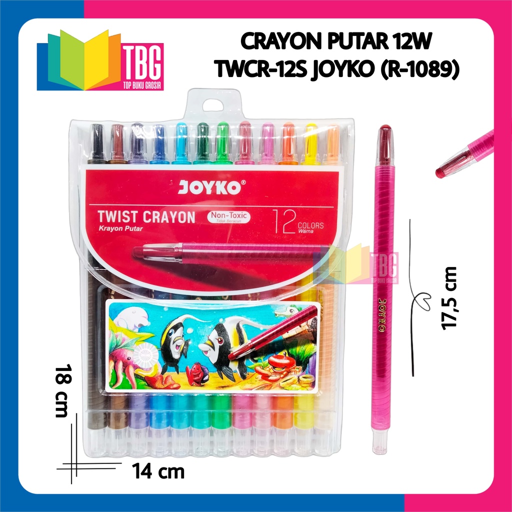 

1 SET (12 WARNA) CRAYON PUTAR JOYKO/ TWIST CRAYON TWCR-12S JOYKO (R-1089)
