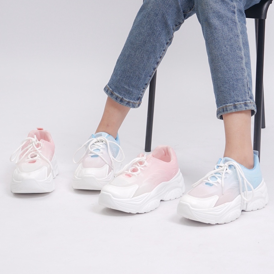 SARASARA YUK - Dunkenstock QUEEN Sepatu Wanita Sneakers Tinggi 6cm Size 36 - 40 Bahan Canvas Rubber Premium Karet Tidak Licin Sneaker Sport Belleza Casual Warna Blue Biru Polos 5cm Kekinian Korean Style Korea Terbaru Shoes  Original Mall Official Store 1