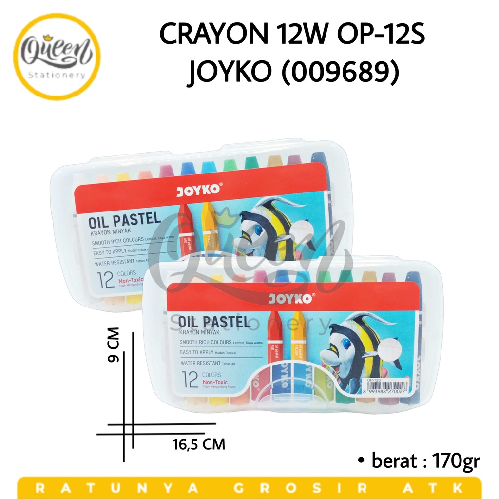 

1 SET CRAYON 12W OP-12S JOYKO KRAYON OIL PASTEL ALAT MEWARNAI ISI 12 WARNA (009689)