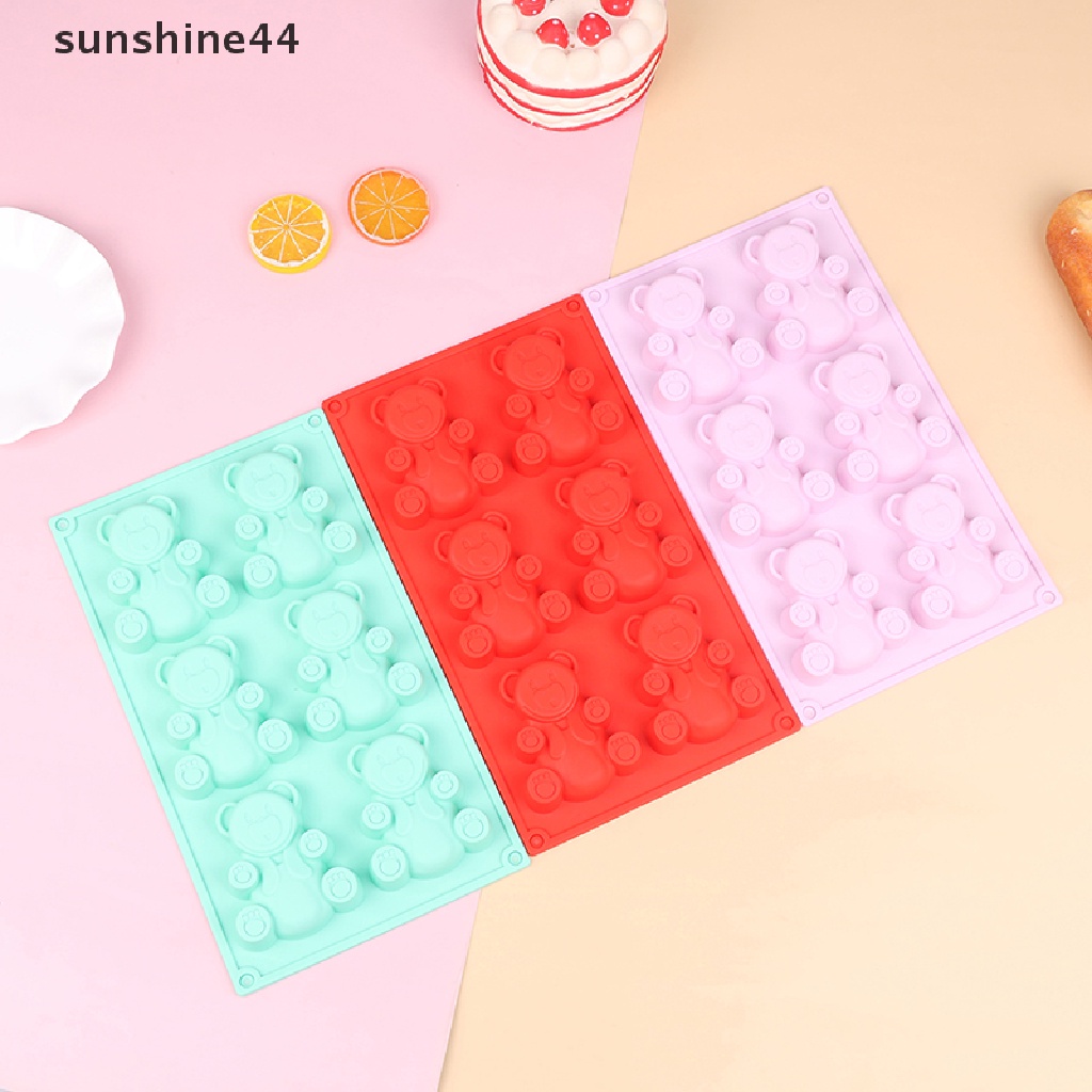 Sunshine 6lubang 3D Bentuk Beruang Yang Indah Cetakan Kue Silikon Baking Tools Perlengkapan Dapur.