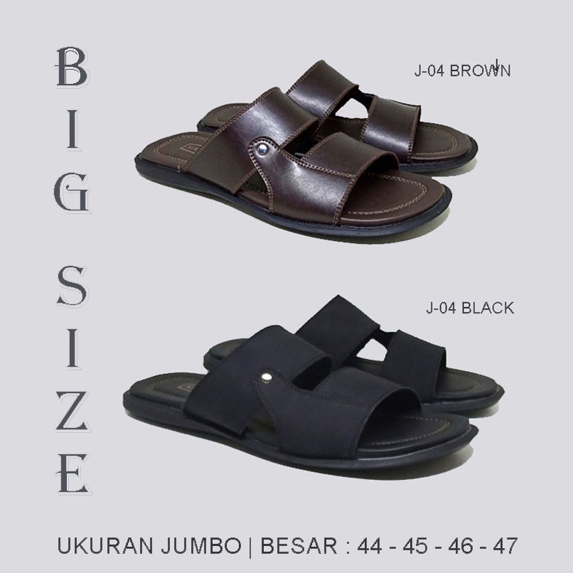 Sandal besar cowok ukuran 44-47 sendal pria slop kulit hitam sandal besar big size jumbo