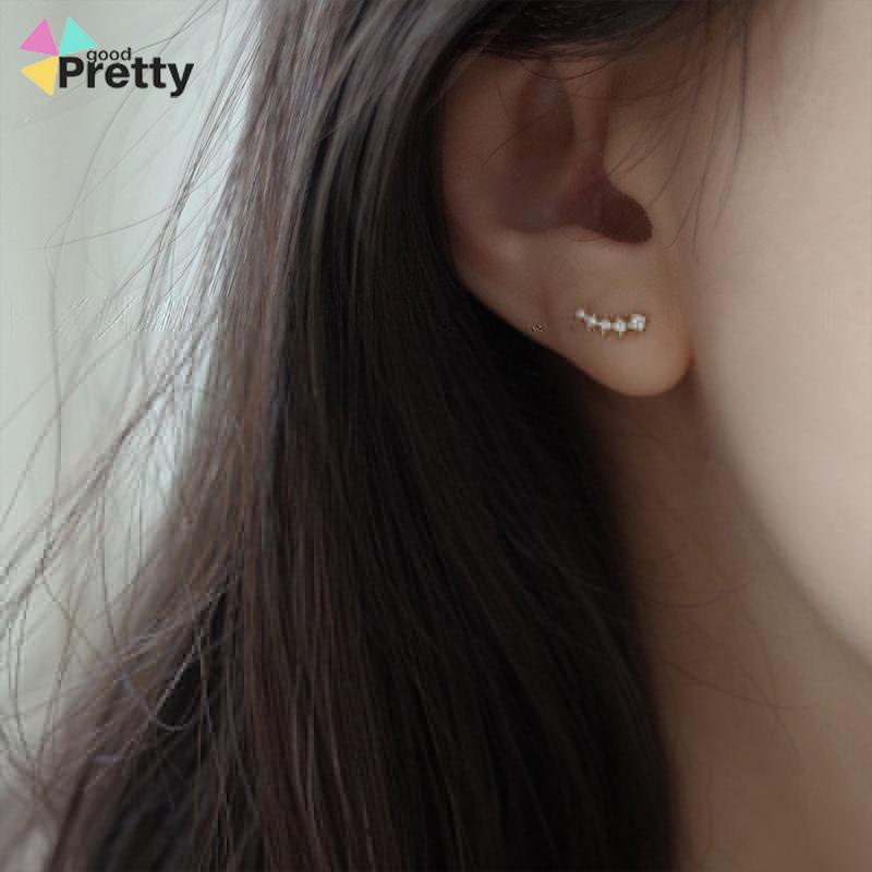 Anting Zirkon Set Mikro Sederhana  Baris Kecil Berlian Geometris  Anting Gandum Kecil yang Lucu - PD