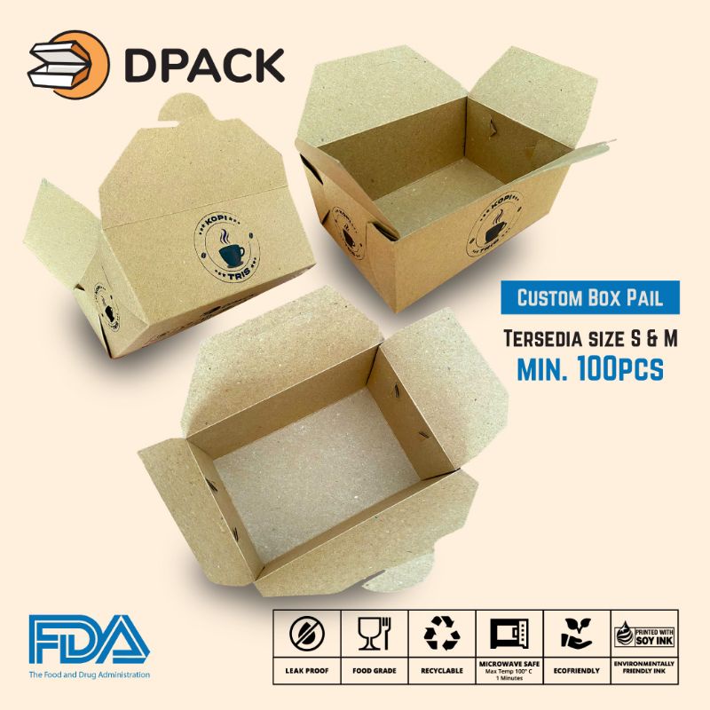 Custom Box Laminasi Box Pail Selip M Kraft