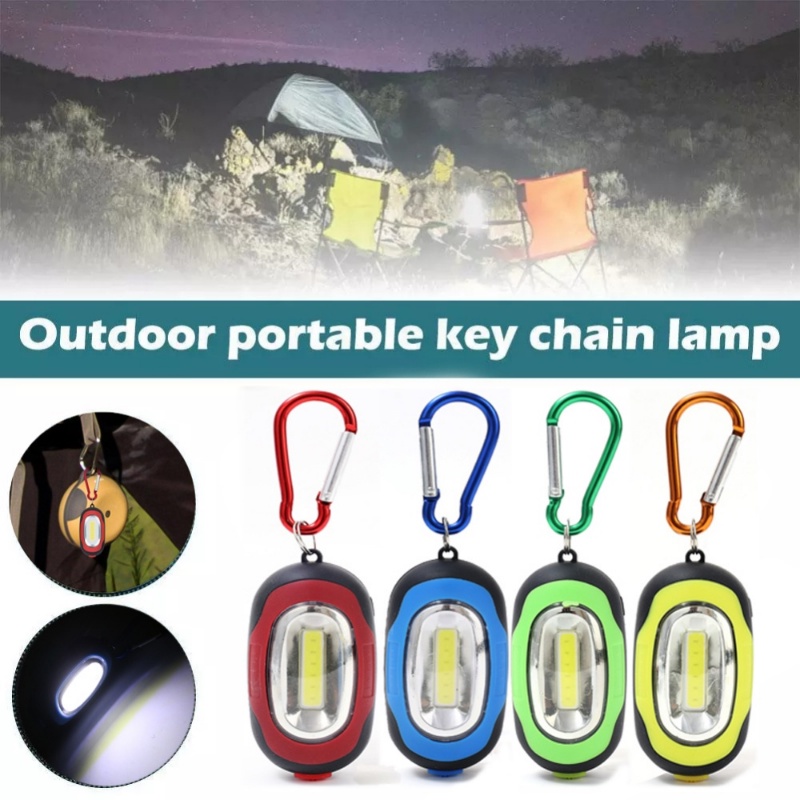 Mini 3mode COB LED Gantungan Kunci Senter Portable Gantung Waterproof Torch Lamp Dengan Karabiner Outdoor Camping Hiking Memancing